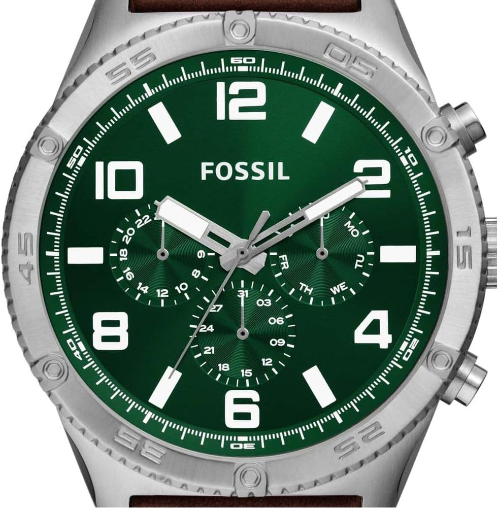  Shop Authentic Fossil Brox Multifunction Green Dial Brown Leather Strap Watch for Men - BQ2801 - Luxxuri