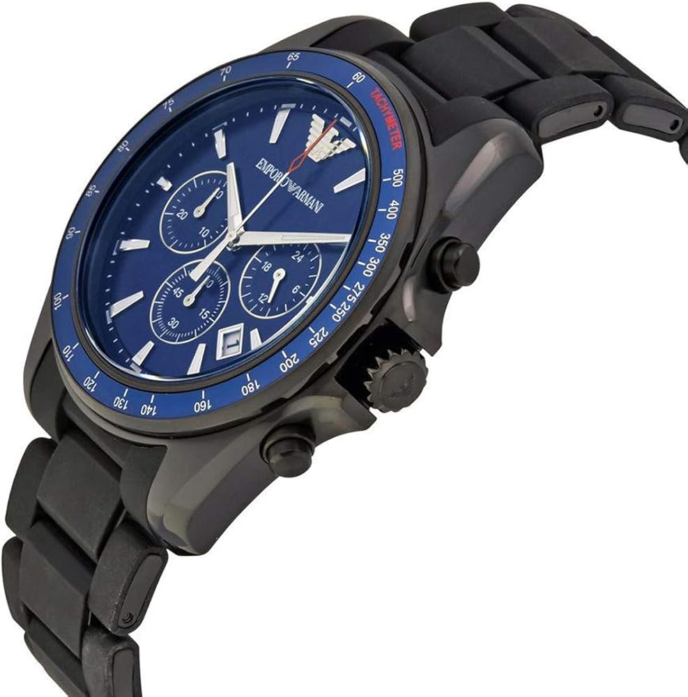  Shop Authentic Emporio Armani Sigma Chronograph Blue Dial Black Silicone Strap Watch For Men - AR6121 - Luxxuri