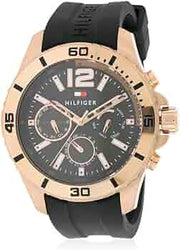  Shop Authentic Tommy Hilfiger Sport Multifunction Black Dial Black Rubber Strap Watch for Men - 1791145 - Luxxuri