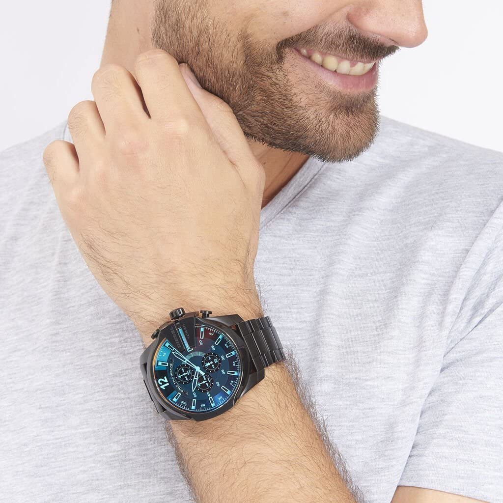  Shop Authentic Diesel Mega Chief Black Dial Black Steel Strap Watch For Men - DZ4318 - Luxxuri
