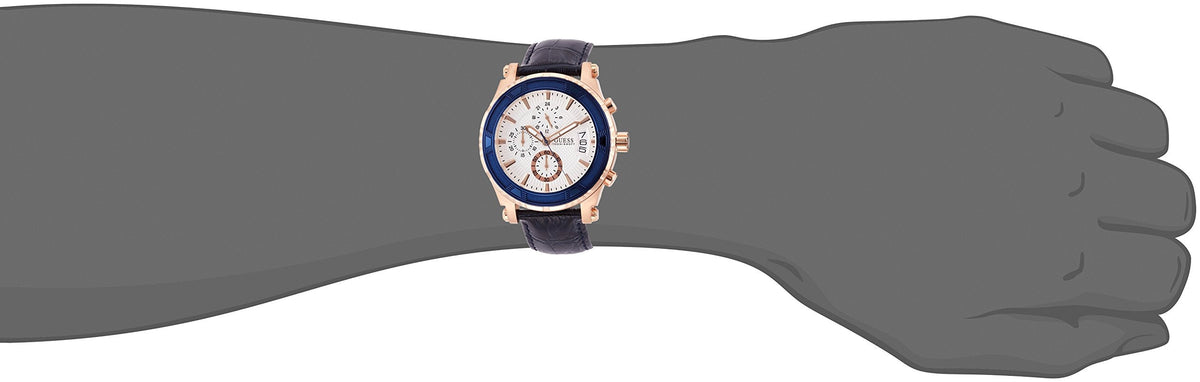 Shop Authentic Guess Pinnacle Chronograph White Dial Blue Leather Strap Watch For Men - W0673G6 - Luxxuri