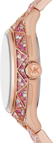 Shop Authentic Michael Kors Raquel Three-Hand Crystals Pink Dial Rose Gold Steel Strap Watch For Women - MK7343 - Luxxuri