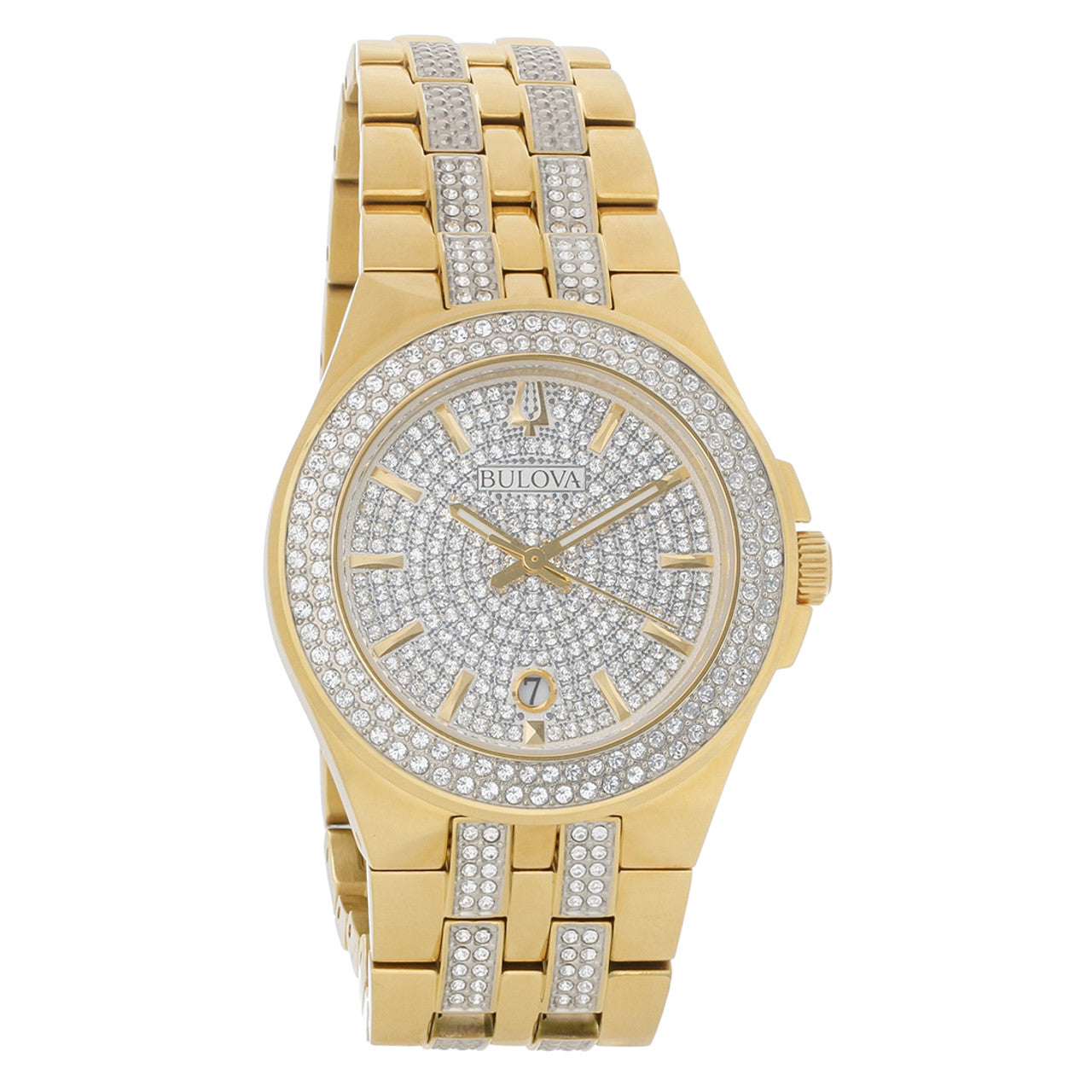  Shop Authentic Bulova Crystal Collection Silver Dial Two Tone Steel Strap Watch for Men - 98K102 - Luxxuri
