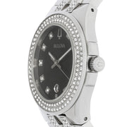  Shop Authentic Bulova Crystal Collection Black Dial Silver Steel Strap Watch for Men - 96K102 - Luxxuri