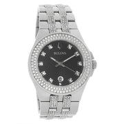  Shop Authentic Bulova Crystal Collection Black Dial Silver Steel Strap Watch for Men - 96K102 - Luxxuri