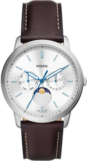  Shop Authentic Fossil Neutra Minimalist Moonphase Silver Dial Brown Leather Strap Watch for Men - FS5905 - Luxxuri
