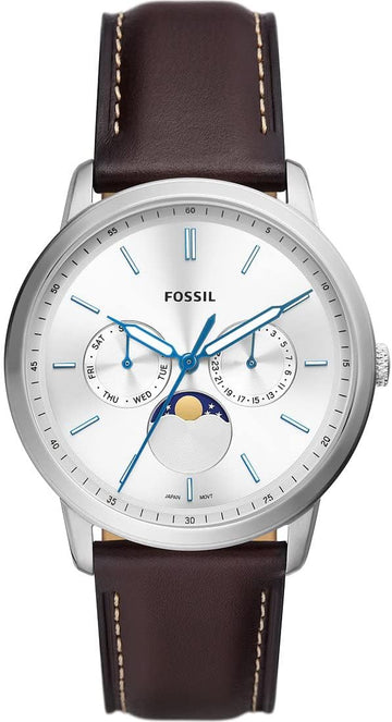  Shop Authentic Fossil Neutra Minimalist Moonphase Silver Dial Brown Leather Strap Watch for Men - FS5905 - Luxxuri