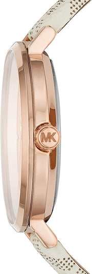  Shop Authentic Michael Kors Jayne Three Hand Rose Gold Dial White Leather Strap Watch For Women - MK7128 - Luxxuri