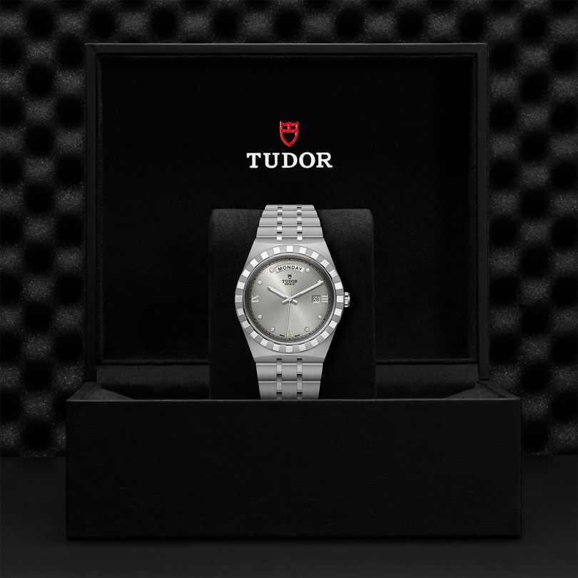  Shop Authentic Tudor Royal Day Date Diamonds Automatic Silver Dial Silver Steel Strap Watch for Men - M28600-0002 - Luxxuri