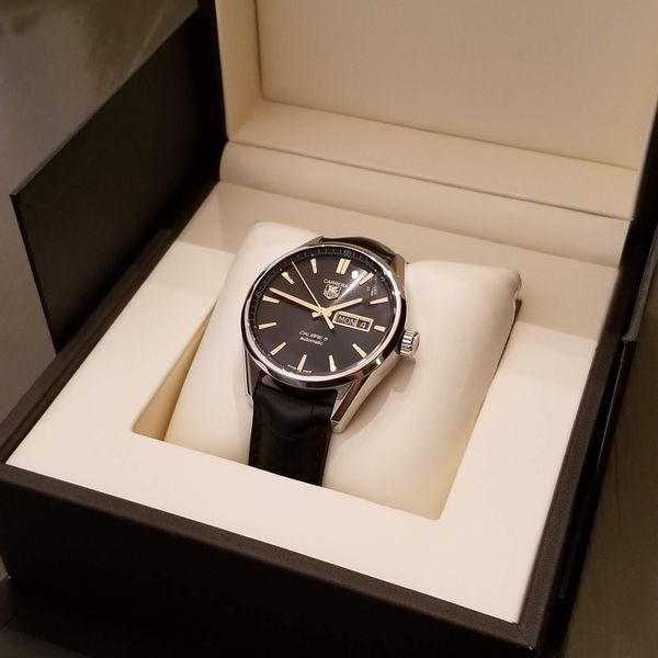  Shop Authentic Tag Heuer Carrera Calibre 5 Automatic Black Dial Black Leather Strap Watch for Men - WAR201C.FC6266 - Luxxuri