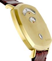  Shop Authentic Gucci Grip Quartz Gold Dial Maroon Leather Strap Watch For Women - YA157413 - Luxxuri