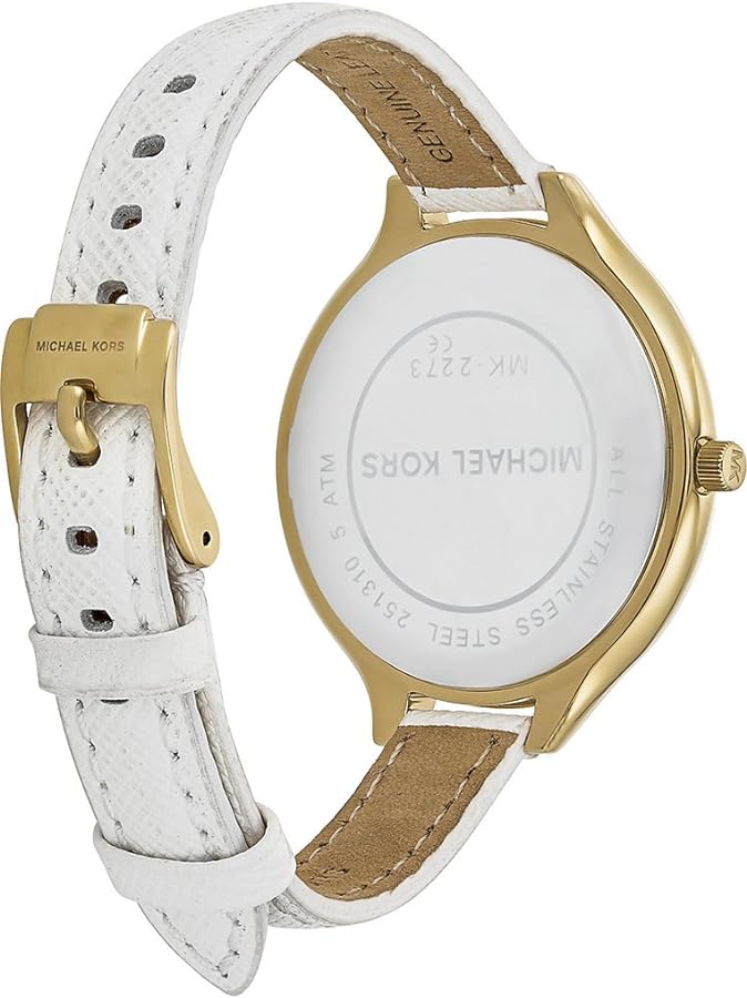  Shop Authentic Michael Kors Slim Runway White Dial White Leather Strap Watch For Women - MK2273 - Luxxuri
