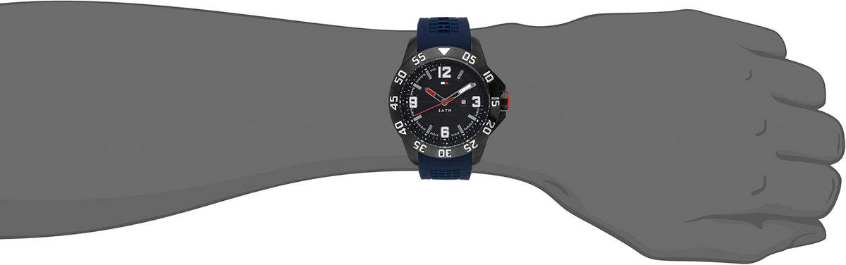  Shop Authentic Tommy Hilfiger Cole Black Dial Blue Rubber Strap Watch for Men - 1790984 - Luxxuri