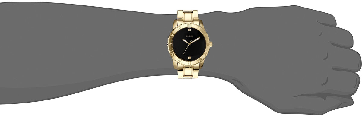  Shop Authentic Guess Classic Diamonds Black Dial Gold Steel Strap Watch for Men - W0416G2 - Luxxuri