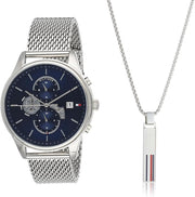  Shop Authentic Tommy Hilfiger Weston Chronograph Blue Dial Silver Mesh Bracelet Watch For Men - 1710504 - Luxxuri