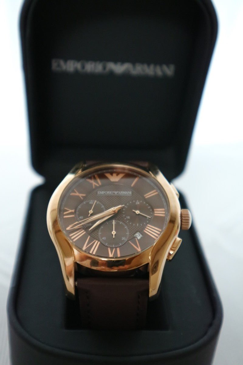  Shop Authentic Emporio Armani Chronograph Brown Dial Brown Leather Strap Watch For Men - AR1701 - Luxxuri