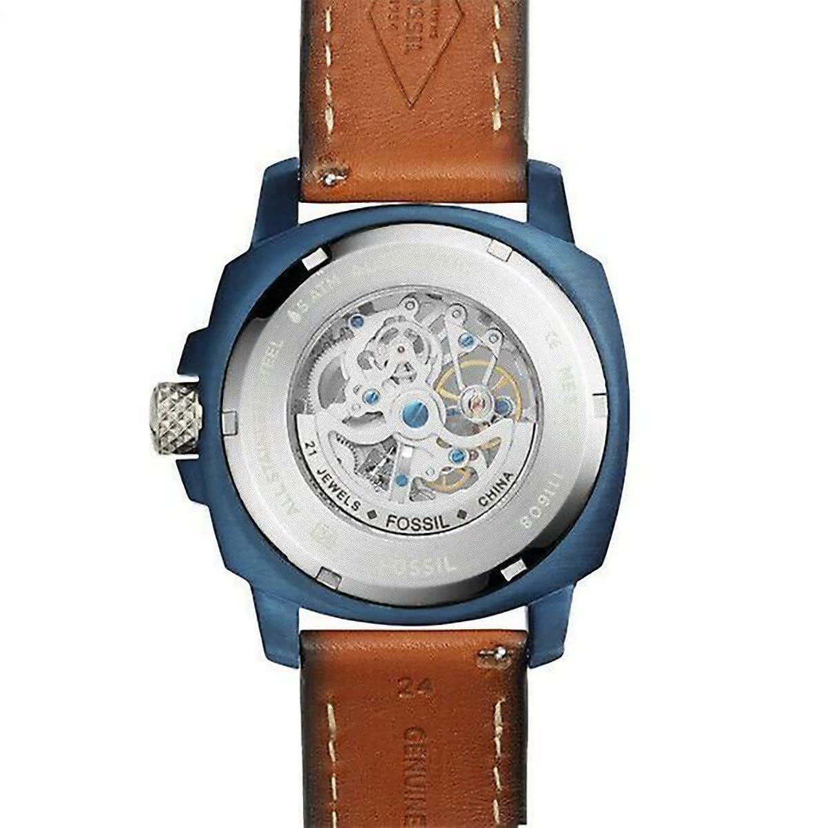  Shop Authentic Fossil Modern Machine Automatic Skeleton Silver Dial Brown Leather Strap Watch for Men - ME3135 - Luxxuri