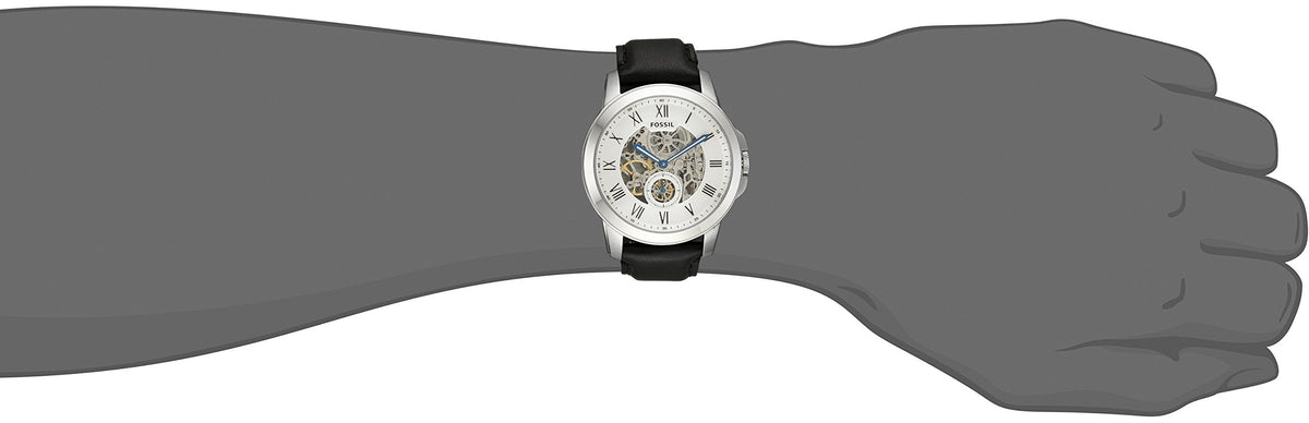  Shop Authentic Fossil Grant Skeleton White Dial Black Leather Strap Watch for Men -  ME3053 - Luxxuri