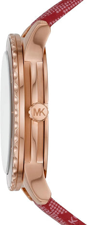  Shop Authentic Michael Kors Runway Three-Hand Quartz Red Dial Red Leather Strap Watch For Women - MK7179 - Luxxuri