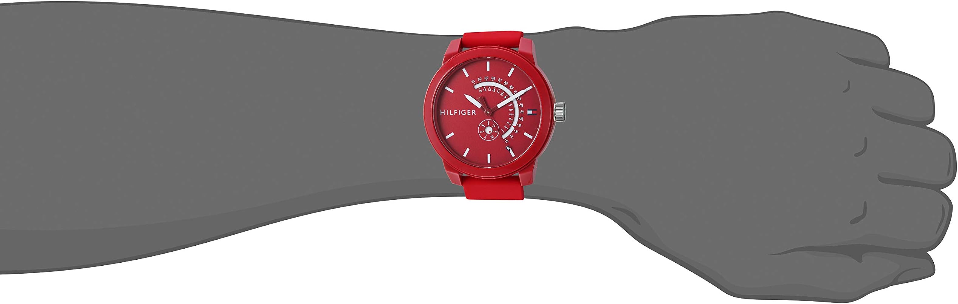  Shop Authentic Tommy Hilfiger Denim Quartz Red Dial Red Rubber Strap Watch for Men - 1791480 - Luxxuri