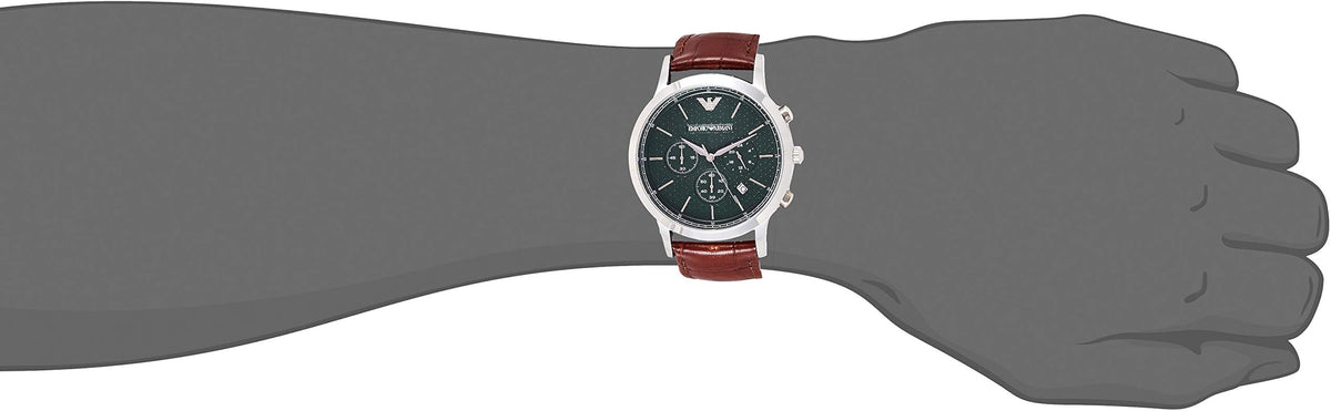  Shop Authentic Emporio Armani Renato Chronograph Green Dial Brown Leather Strap Watch For Men - AR2493 - Luxxuri