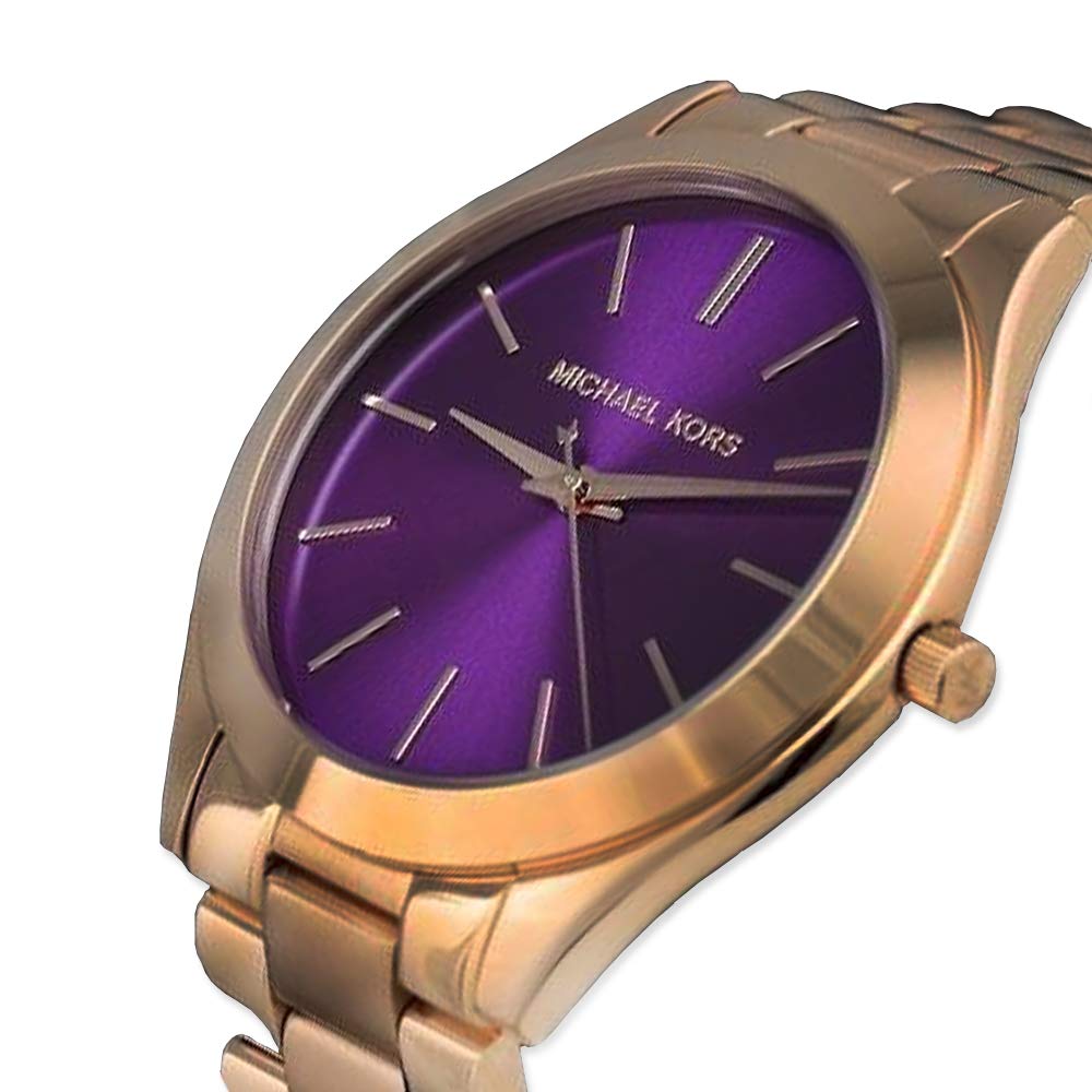  Shop Authentic Michael Kors Slim Runway Purple Dial Rose Gold Steel Strap Watch for Women - MK3293 - Luxxuri