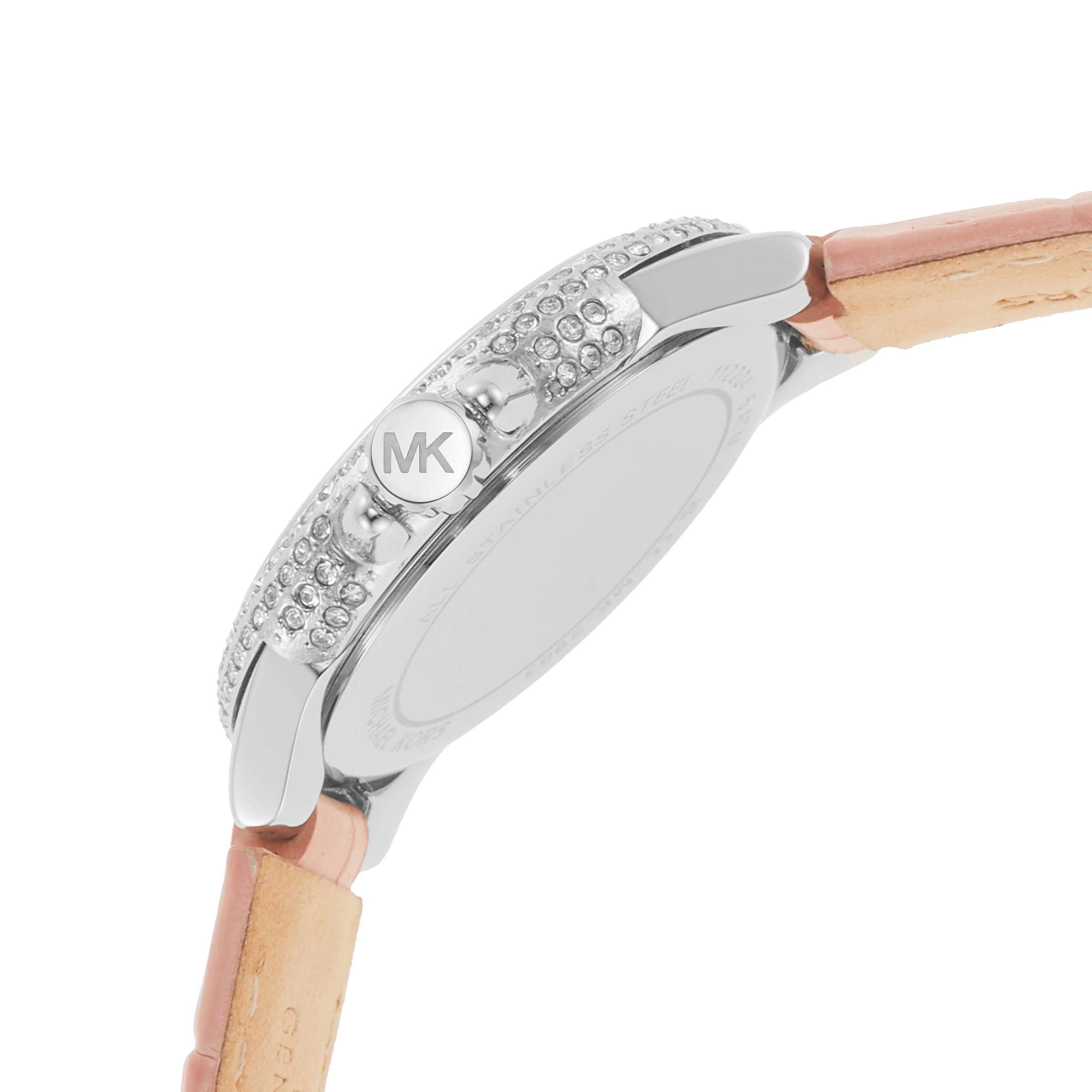  Shop Authentic Michael Kors Camille Three-Hand Crystals White Dial Pink Leather Strap Watch for Women - MK2963 - Luxxuri
