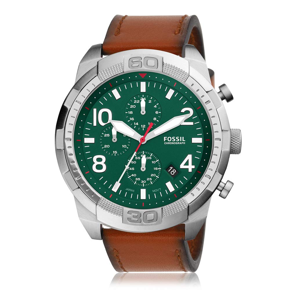  Shop Authentic Fossil Bronson Chronograph Green Dial Brown Leather Strap Watch for Men - FS5738 - Luxxuri