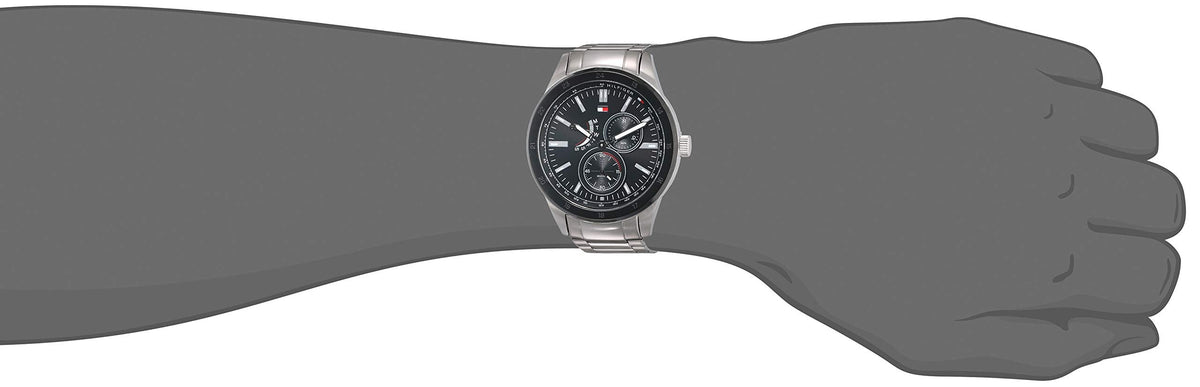 Shop Authentic Tommy Hilfiger Austin Black Dial Silver Steel Strap Watch for Men - 1791639 - Luxxuri