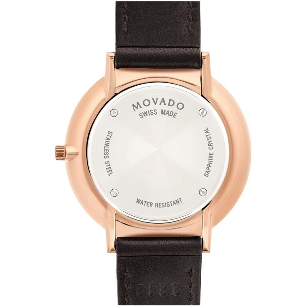  Shop Authentic Movado Ultra Slim Silver Dial Brown Leather Strap Watch For Women - 0607093 - Luxxuri