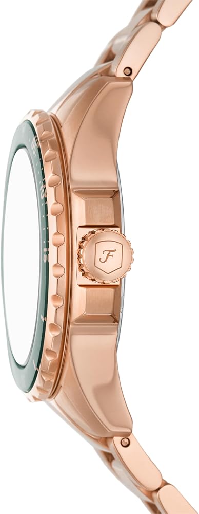  Shop Authentic Fossil Blue Dive Three Hand Green Dial Rose Gold Steel Strap Watch For Women - ES5371 - Luxxuri