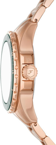  Shop Authentic Fossil Blue Dive Three Hand Green Dial Rose Gold Steel Strap Watch For Women - ES5371 - Luxxuri
