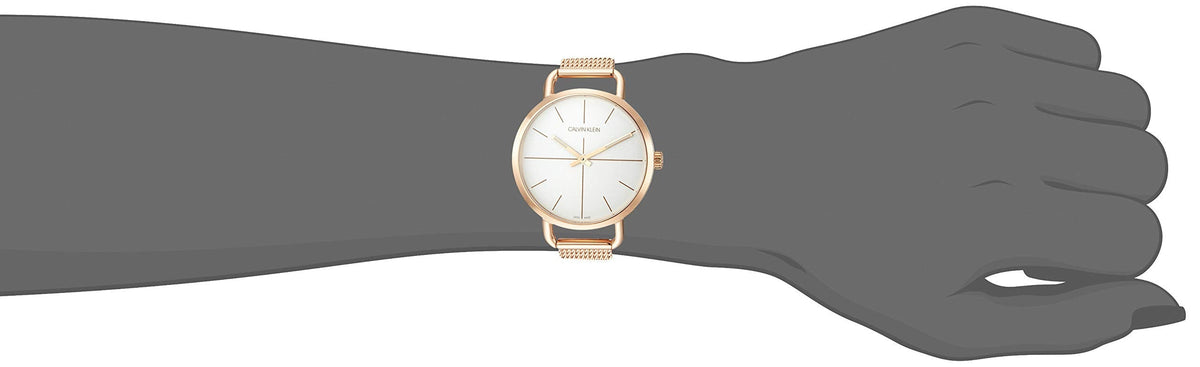  Shop Authentic Calvin Klein Even White Dial Rose Gold Mesh Bracelet Watch for Women - K7B23626 - Luxxuri