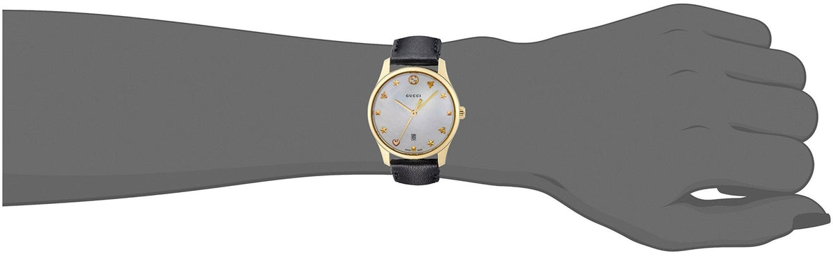  Shop Authentic Gucci G-Timeless Mother of Pearl Dial Black Leather Strap Watch For Women - YA126589 - Luxxuri