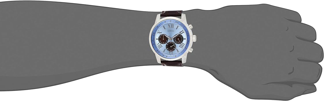  Shop Authentic Guess Horizon Chronograph Analog Blue Dial Brown Leather Strap Watch For Men - W0380G6 - Luxxuri