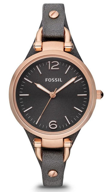  Shop Authentic Fossil Georgia Smoke Grey Dial Grey Leather Strap Watch for Women - ES3077 - Luxxuri