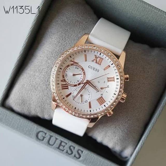  Shop Authentic Guess Solar White Dial White Rubber Strap Watch For Women - W1135L1 - Luxxuri