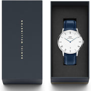  Shop Authentic Daniel Wellington Dapper Somerset White Dial Blue Leather Strap Watch For Men - DW00100192 - Luxxuri