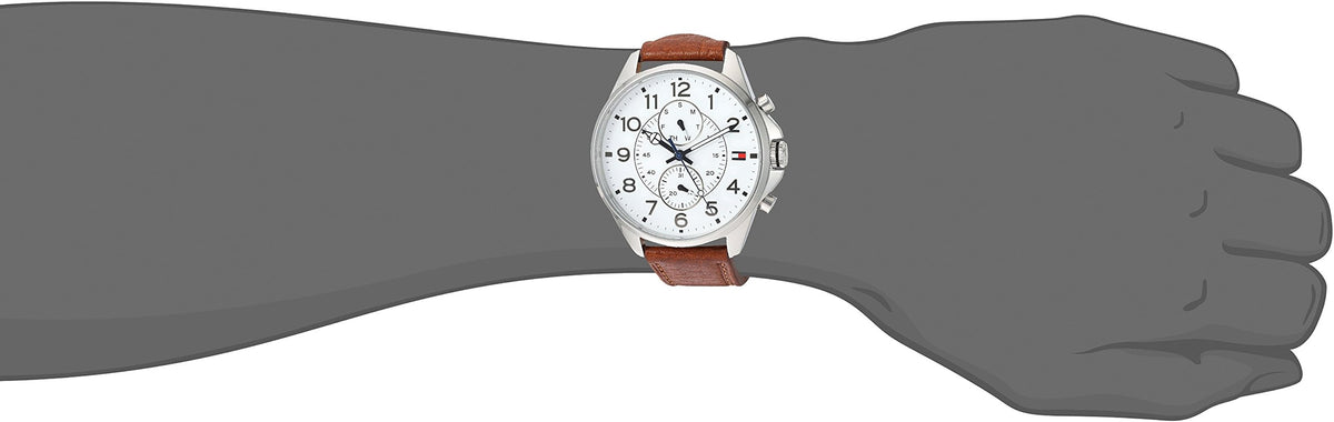  Shop Authentic Tommy Hilfiger Dean Quartz Multifunction White Dial Brown Leather Strap Watch for Men - 1791274 - Luxxuri