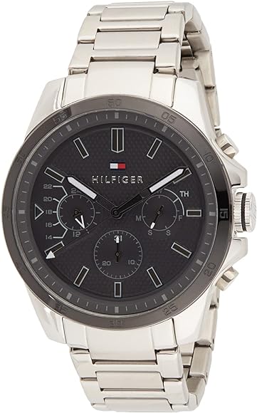  Shop Authentic Tommy Hilfiger Iconic Quartz Black Dial Silver Steel Strap Watch for Men - 1791564 - Luxxuri