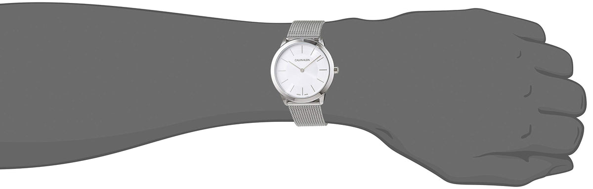  Shop Authentic Calvin Klein Minimal White Dial Silver Mesh Bracelet Watch for Men - K3M22126 - Luxxuri