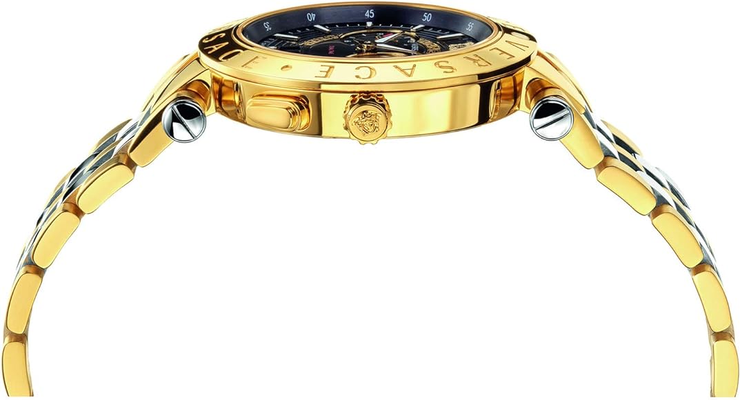  Shop Authentic Versace V-Race Quartz Black Dial Gold Steel Strap Watch For Men - VEBV00519 - Luxxuri