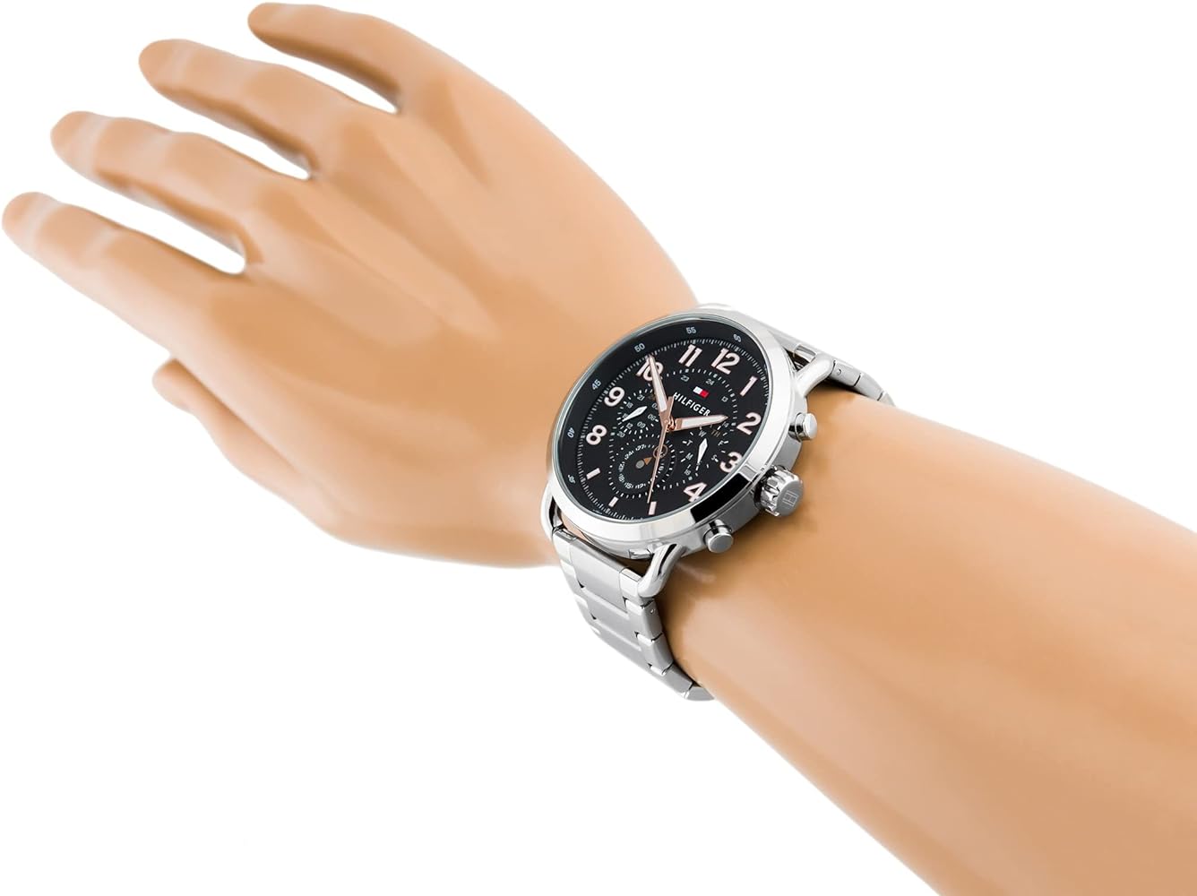  Shop Authentic Tommy Hilfiger Briggs Chronograph Black Dial Silver Steel Strap Watch for Men - 1791422 - Luxxuri