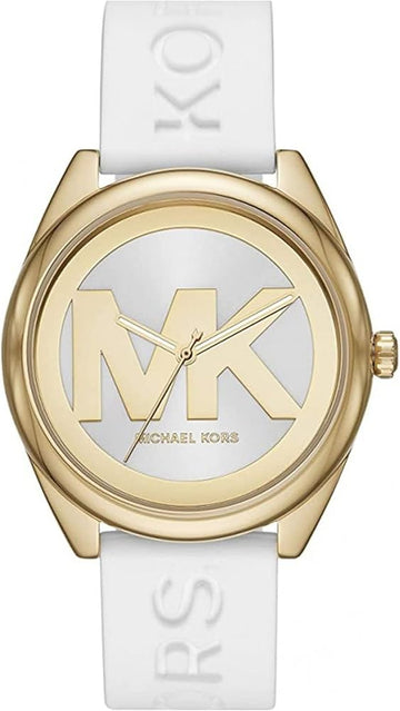  Shop Authentic Michael Kors Janelle Three Hand Silver Dial White Rubber Strap Watch For Women - MK7141 - Luxxuri