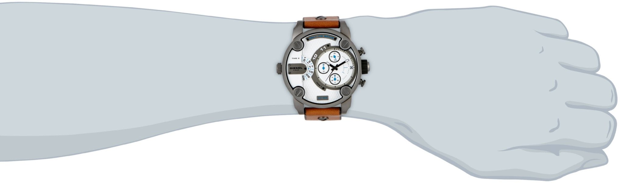  Shop Authentic Diesel SBA Dual Time Chronograph White Dial Brown Leather Strap Watch For Men - DZ7269 - Luxxuri