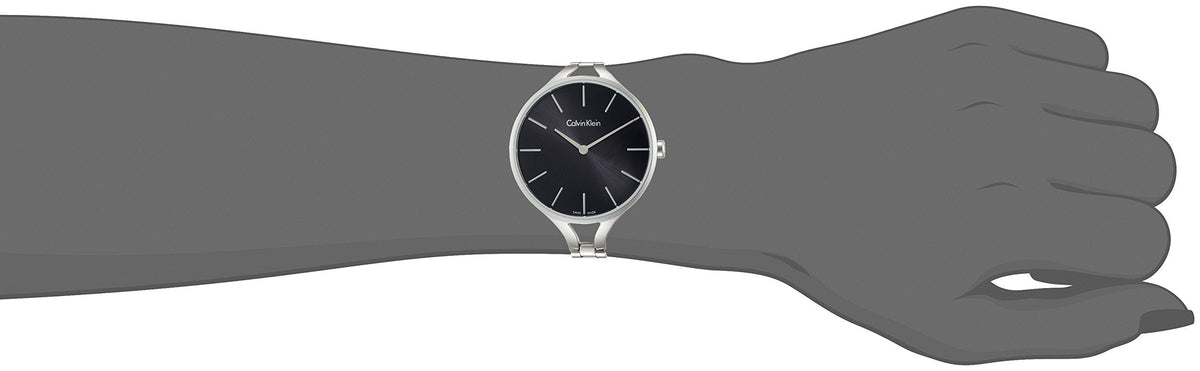  Shop Authentic Calvin Klein Graphic Black Dial Silver Steel Strap Watch for Women - K7E23141 - Luxxuri