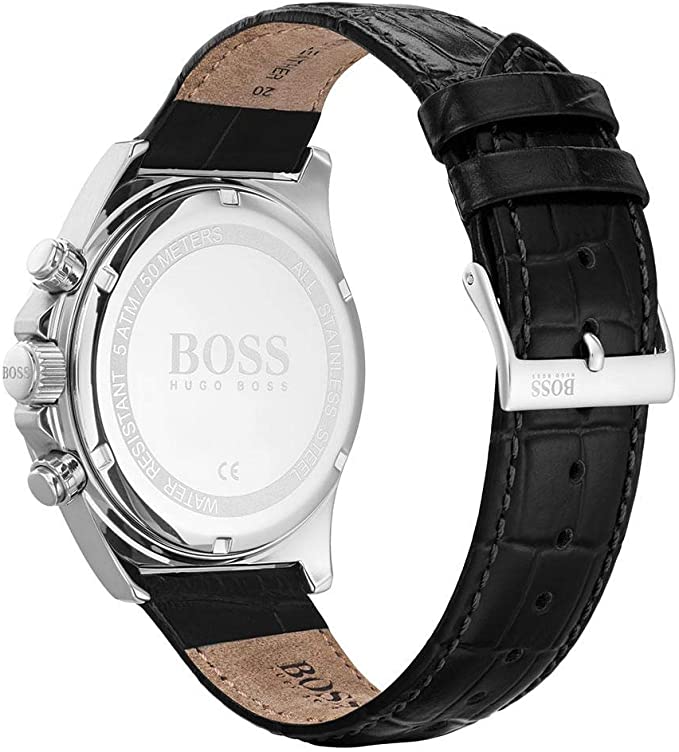  Shop Authentic Hugo Boss Hero Chronograph Black Dial Black Leather Strap Watch For Men - 1513752 - Luxxuri