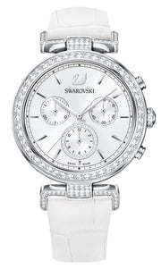  Shop Authentic Swarovski Era Journey Silver Dial White Leather Strap Watch for Women - 5295346 - Luxxuri