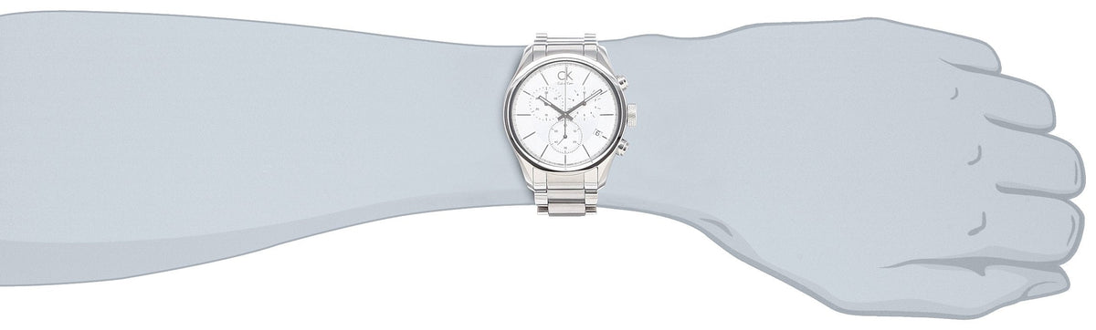  Shop Authentic Calvin Klein Masculine Chronograph White Dial Silver Steel Strap Watch for Men - K2H27126 - Luxxuri