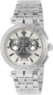  Shop Authentic Versace Aion Chronograph White Dial Silver Steel Strap Watch for Men - VBR040017 - Luxxuri